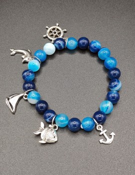 Marine - Bracelet  Agate blue